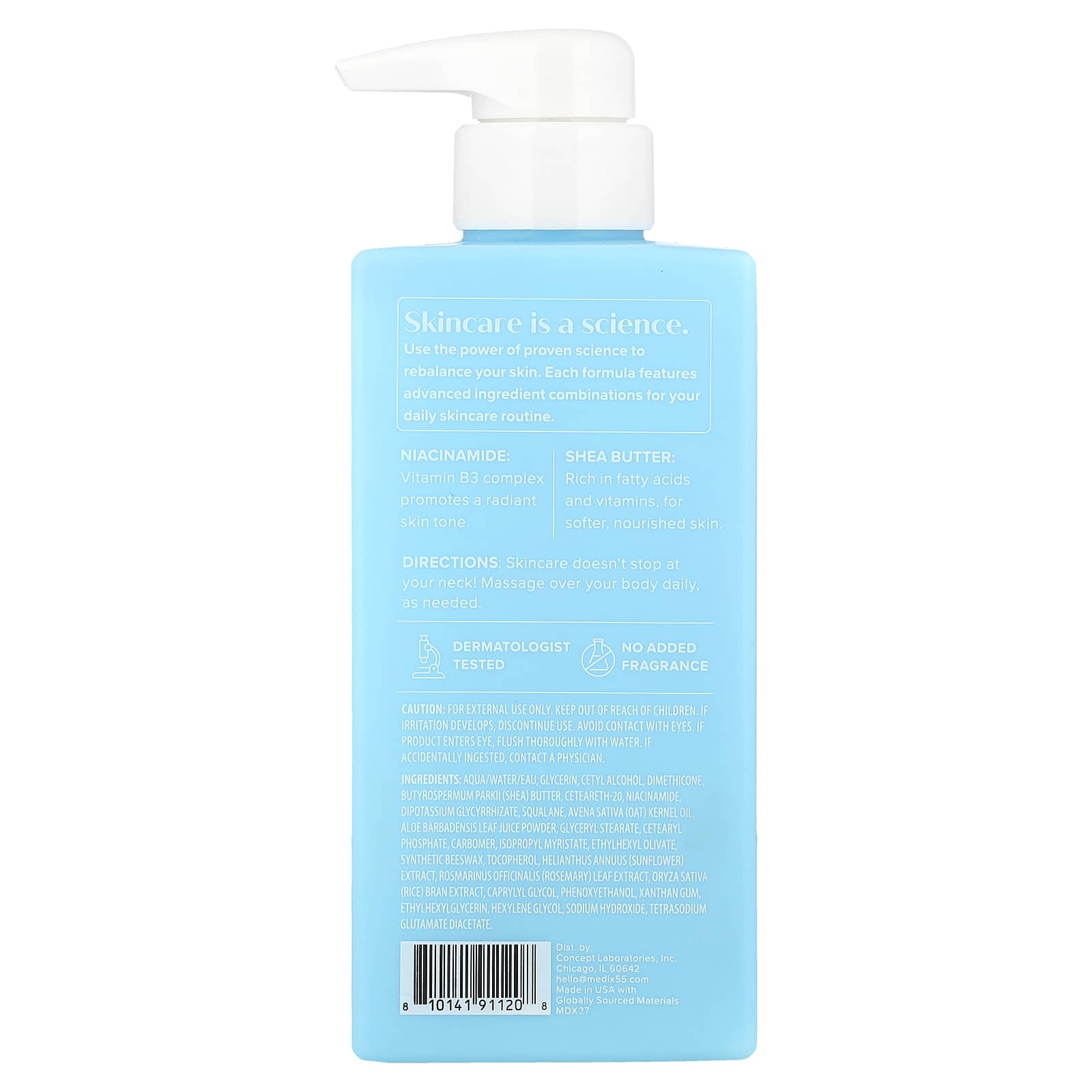 Medix 5.5, Crème pour le corps, Nicotinamide + beurre de karité, 444 ml