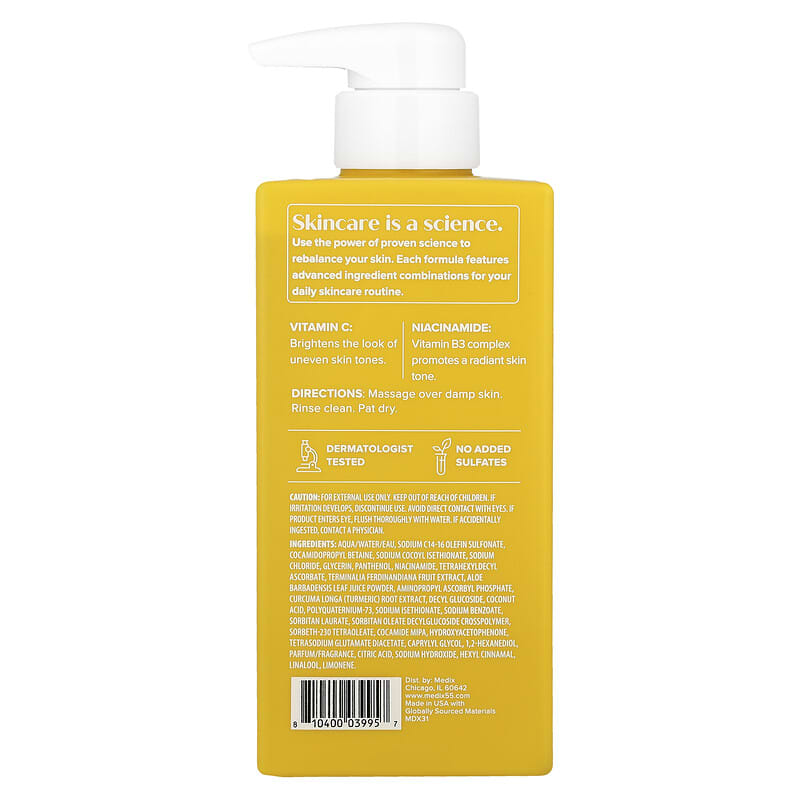 Medix 5.5, Gel douche, Éclat radieux, Vitamine C + nicotinamide, 444 ml