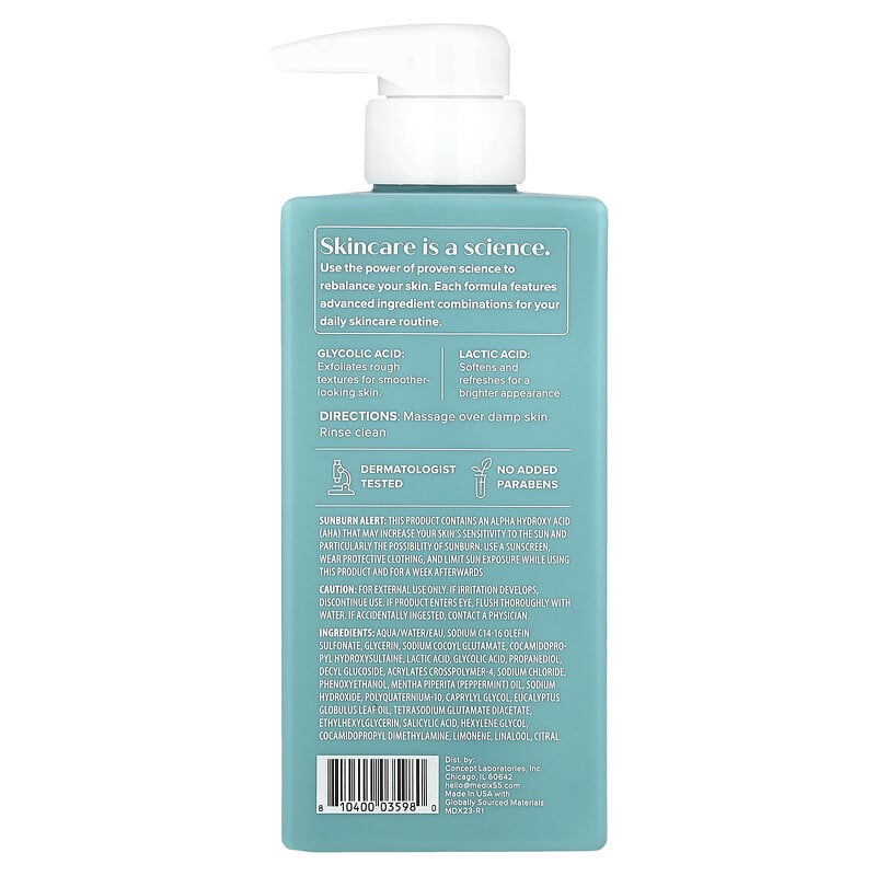 Medix 5.5, Gel douche, Perfecteur de peau, Acide glycolique et acide lactique, 444 ml