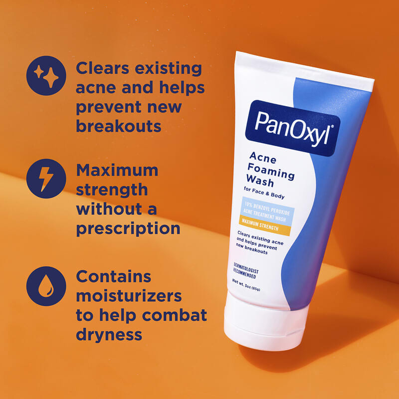 PanOxyl, Nettoyant moussant contre l'acné pour le visage et le corps, Efficacité maximale, 85 g