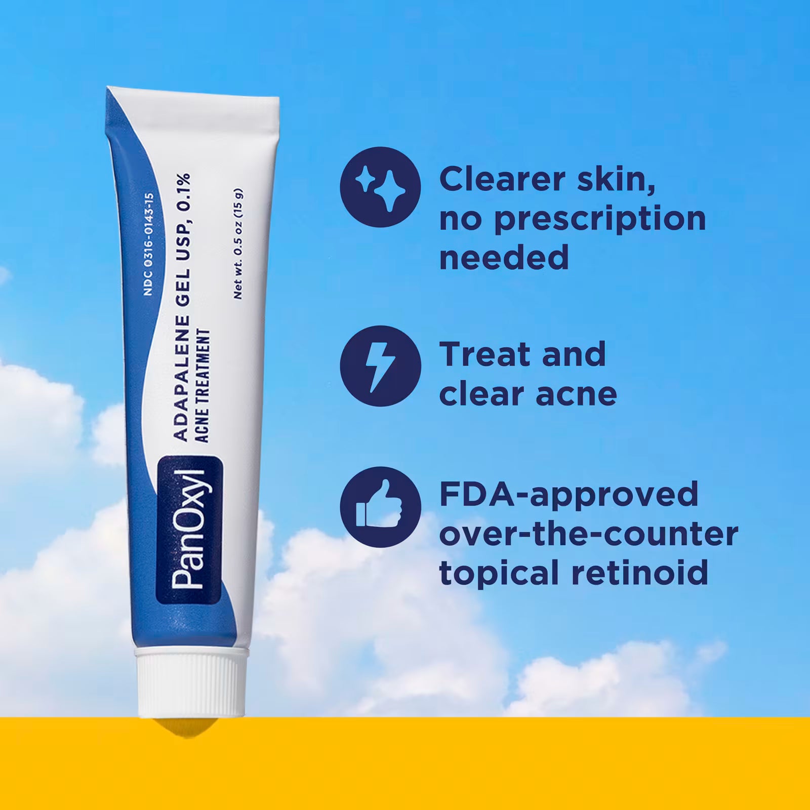 PanOxyl, Gel d'adapalène USP, 0,1 %, traitement de l'acné, 15 g