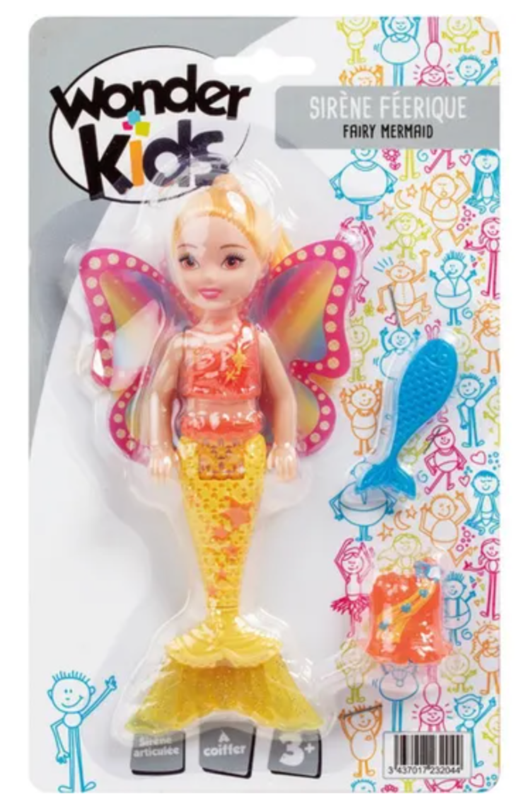 Poupée Sirène Papillon 16cm - Wonderkids Avec Accessoires